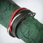 Bracelet cuir noir rouge et blanc