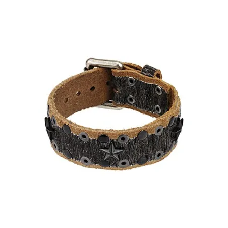 Bracelet cuir marron noir étoiles