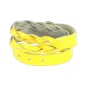 Bracelet cuir jaune tressé double