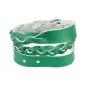 Bracelet cuir vert tressé double