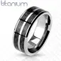 Bague titane fibre de carbone noire double