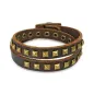 Bracelet cuir marron pyramides