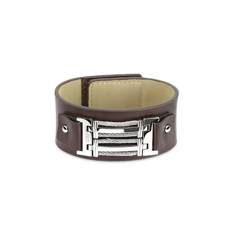 Bracelet homme cuir marron boucle