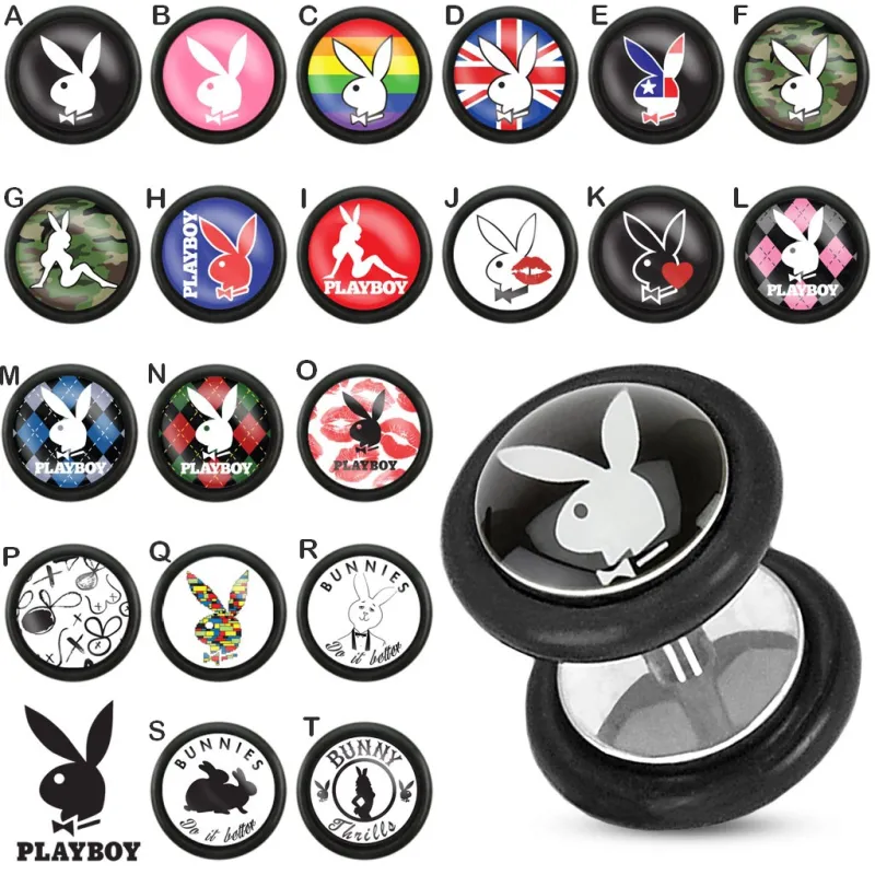 Faux Piercing plug Playboy