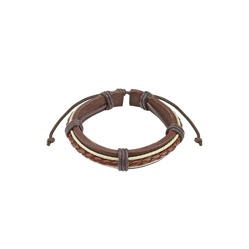 Bracelet cuir marron et beige