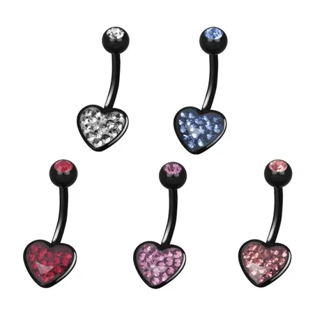 Piercing nombril Crystal Evolution Swarovski Noir Coeur