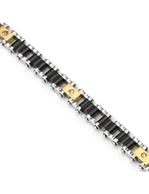 Bracelet acier inoxydable cylindres noirs