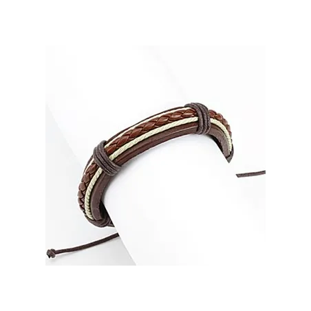 Bracelet cuir marron et beige