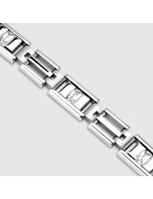 Bracelet acier inoxydable pierres zircon