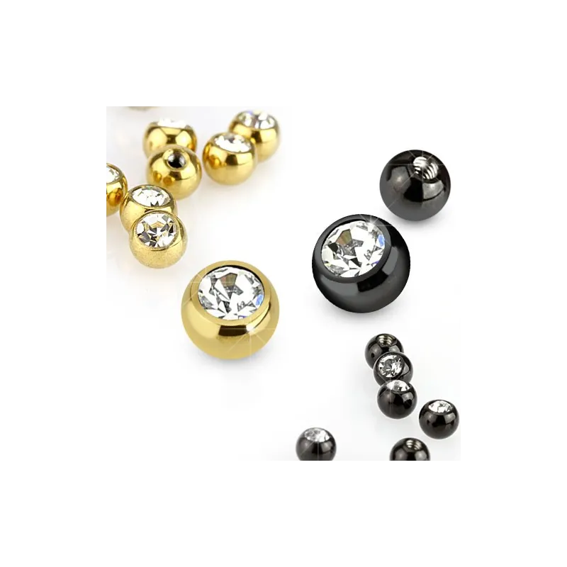 Boule de piercing en titane avec strass