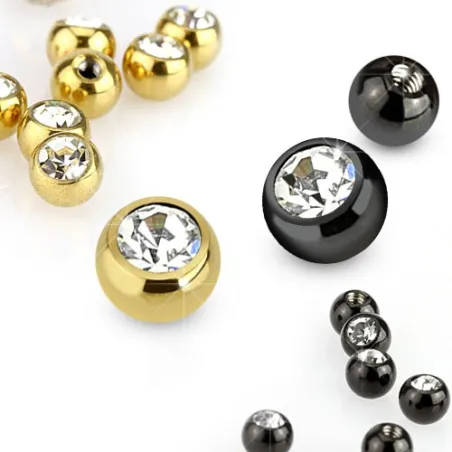 Boule de piercing en titane avec strass