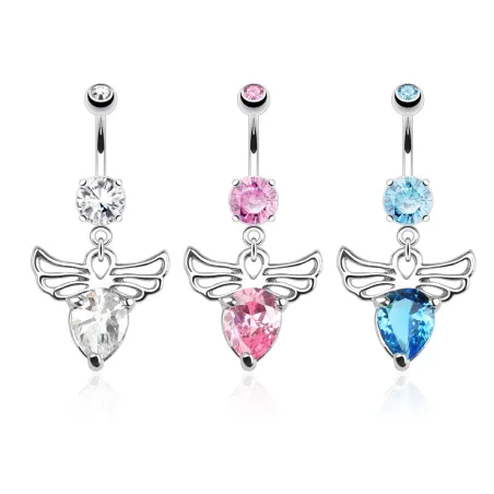 Piercing nombril ailes d'ange gemme