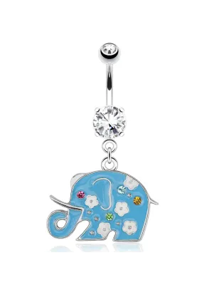 Piercing nombril éléphant bleu