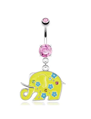 Piercing nombril éléphant jaune