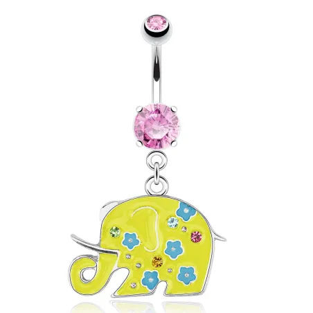 Piercing nombril éléphant jaune