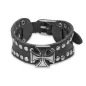 Bracelet homme cuir noir croix celtique