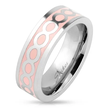 Bague acier infini rose