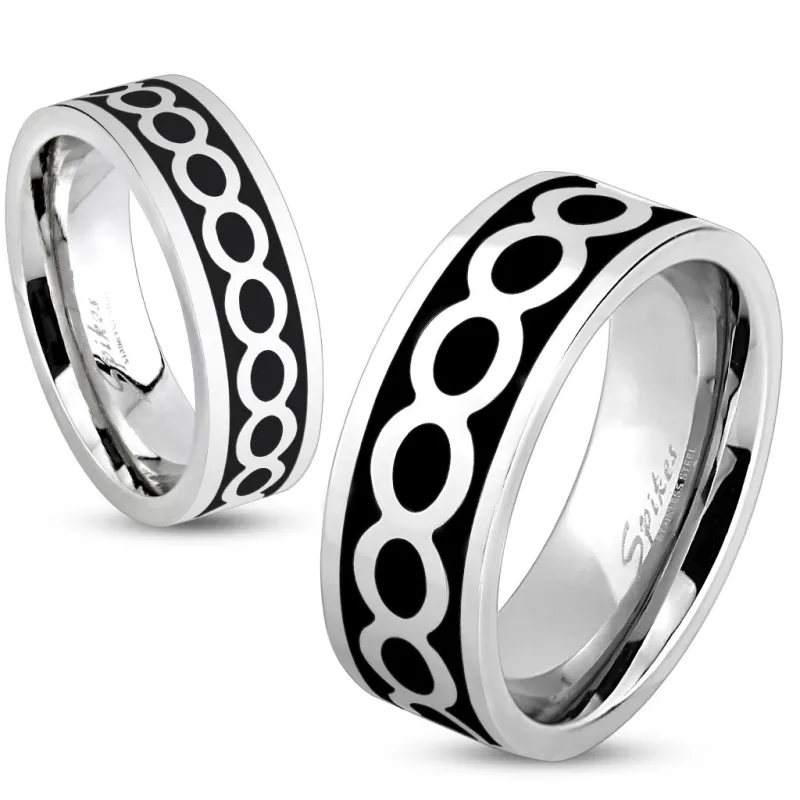 Bague acier infini noir