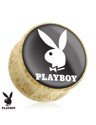 Piercing plug bois Playboy logo blanc