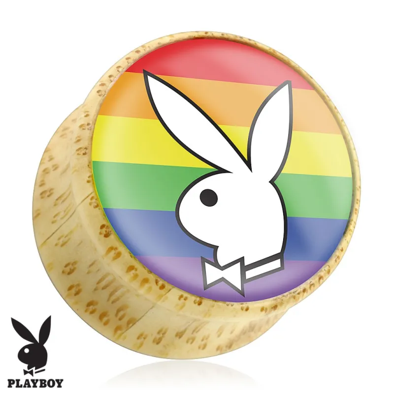 Piercing plug bois Playboy rainbow