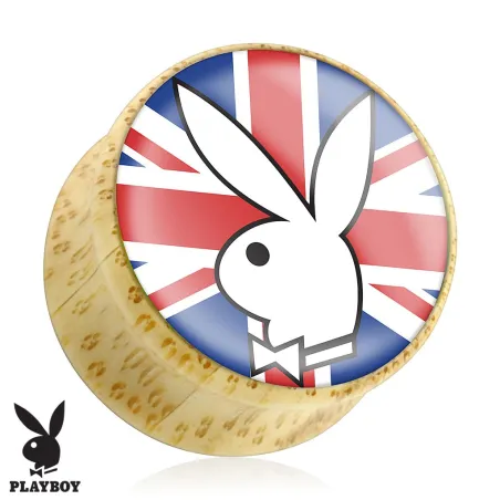 Piercing plug bois Playboy drapeau UK