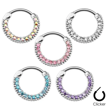 Piercing septum rond pavé strass