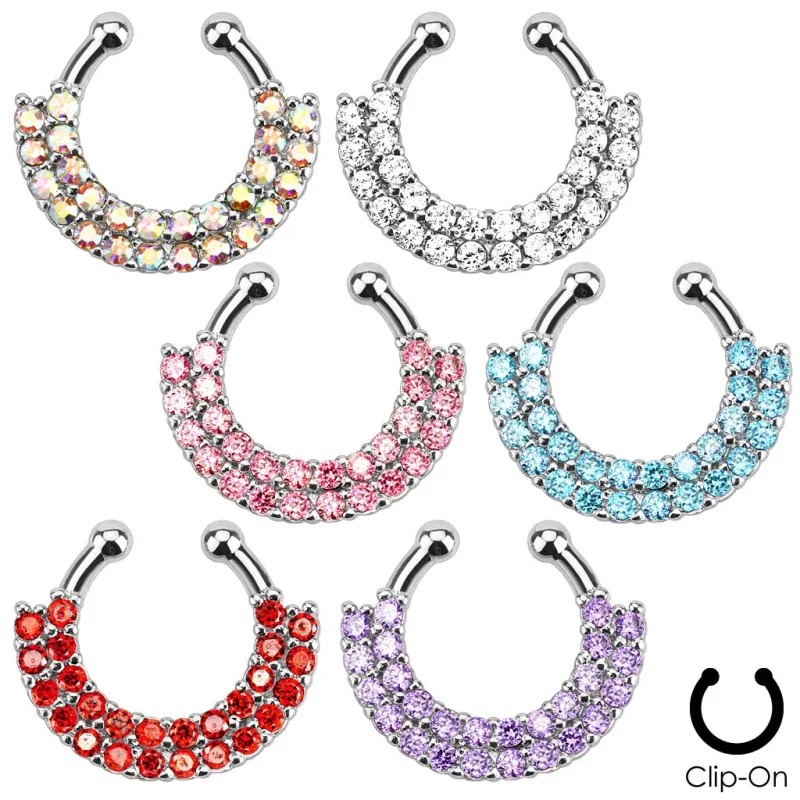 Faux piercing septum double rangée de strass