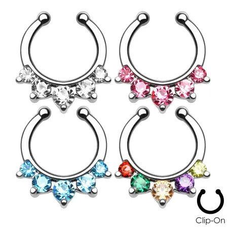 Faux piercing septum 5 strass