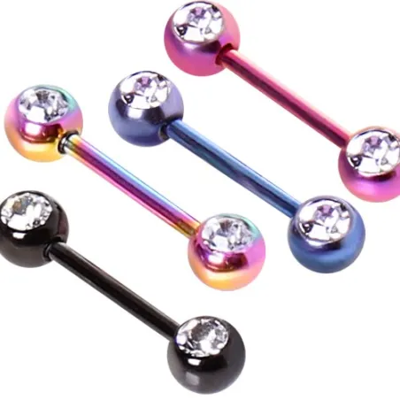 Piercing téton barbell gemmes