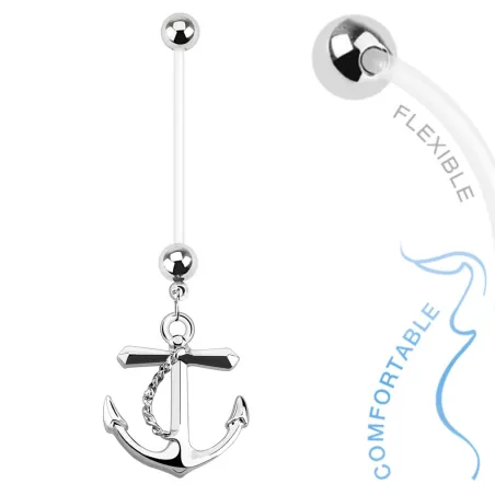 Piercing nombril de grossesse ancre marine