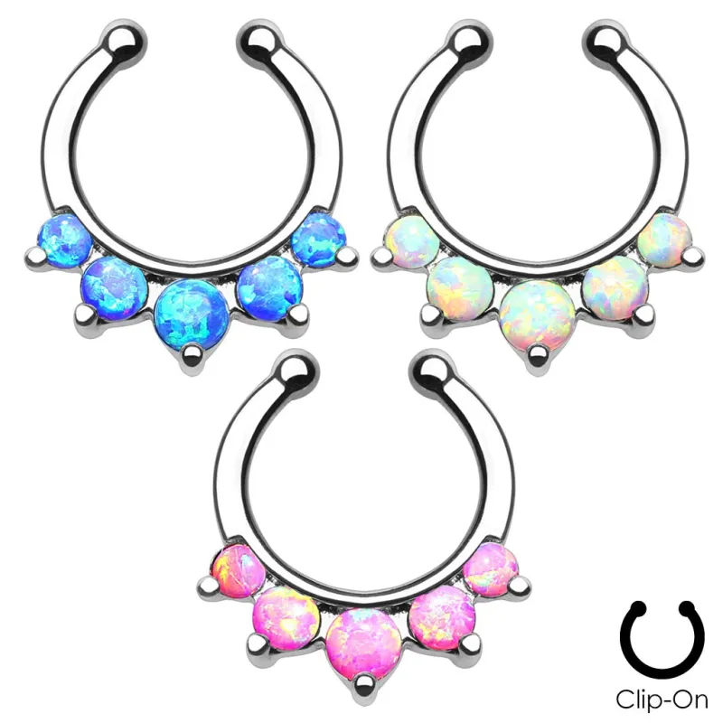 Faux piercing septum 5 opales