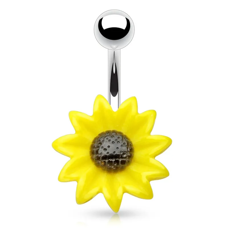 Piercing nombril fleur de tournesol