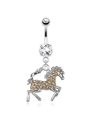 Piercing nombril cheval aurore boréale