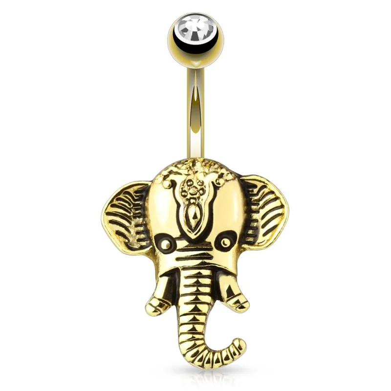 Piercing nombril plaqué or éléphant