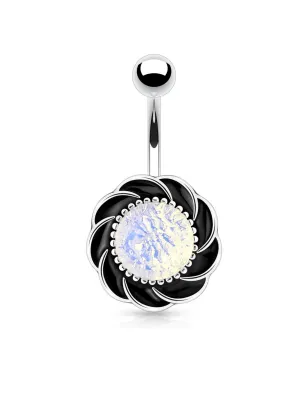 Piercing nombril fleur pierre opale