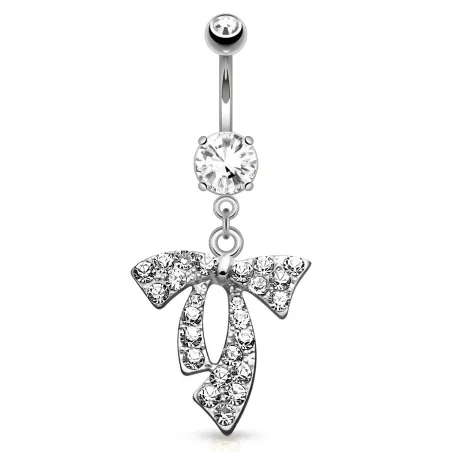 Piercing nombril noeud pavé strass