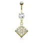 Piercing nombril plaqué or losange strass