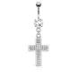 Piercing nombril croix pavée strass