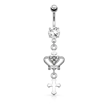 Piercing nombril croix couronne