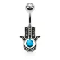 Piercing nombril turquoise main de fatma