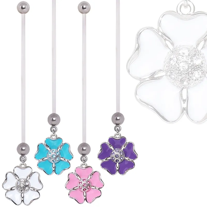 Piercing nombril de grossesse fleur cosmos