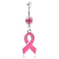 Piercing nombril pendentif ruban rose