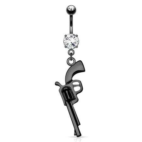 Piercing nombril pistolet acier noir