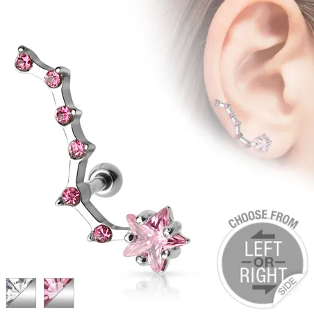 Piercing cartilage étoile 6 strass