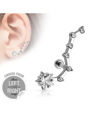 Piercing cartilage étoile 6 strass oreille gauche