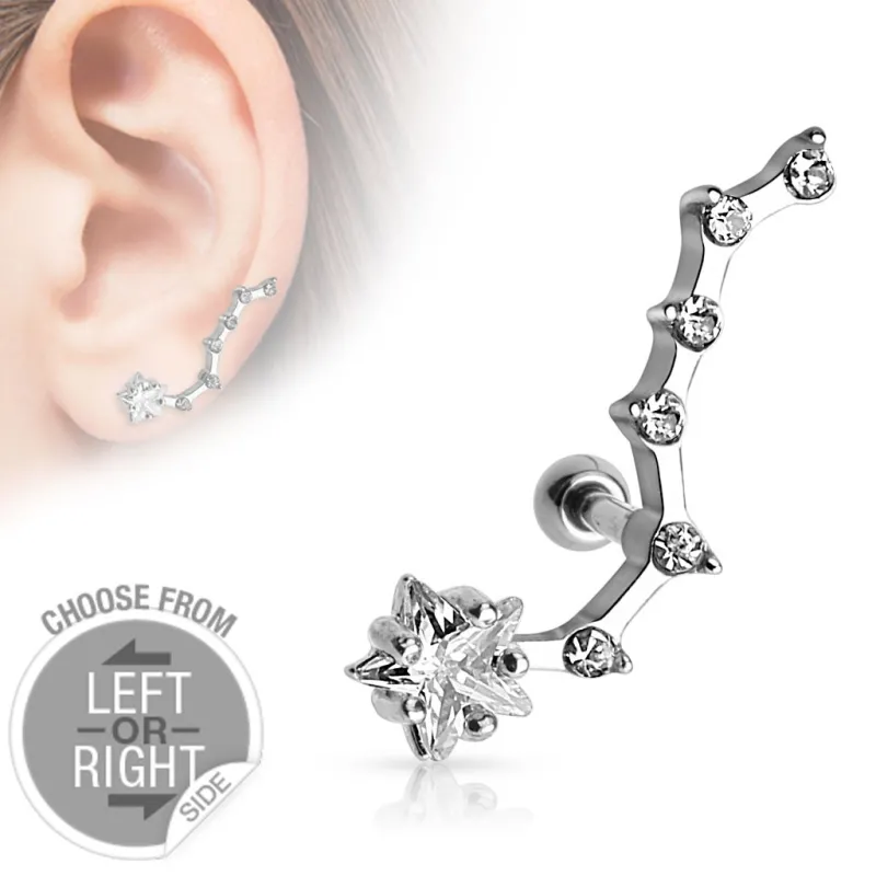 Piercing oreille cartilage étoile 6 strass