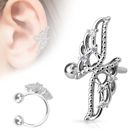 Faux piercing oreille ailes croisées