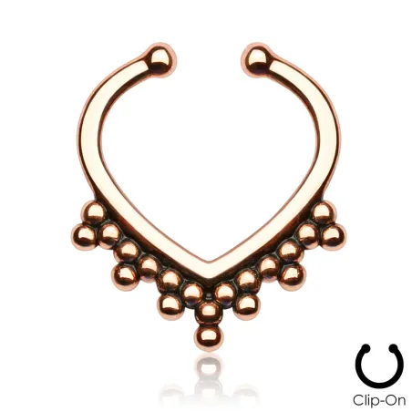 Faux piercing septum perles rosé