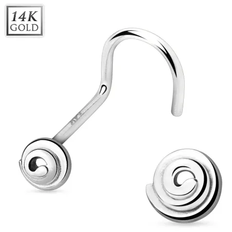 Piercing nez or blanc 14 carats spirale