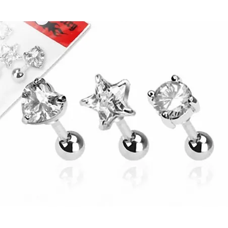 Lot de 3 piercing cartilage pierre claire